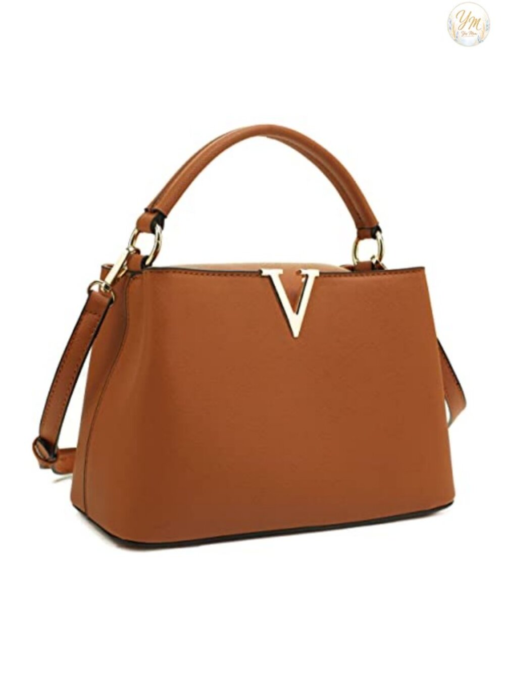 Faux Saffiano Leather Satchel Crossbody Bag Top Handle Purse